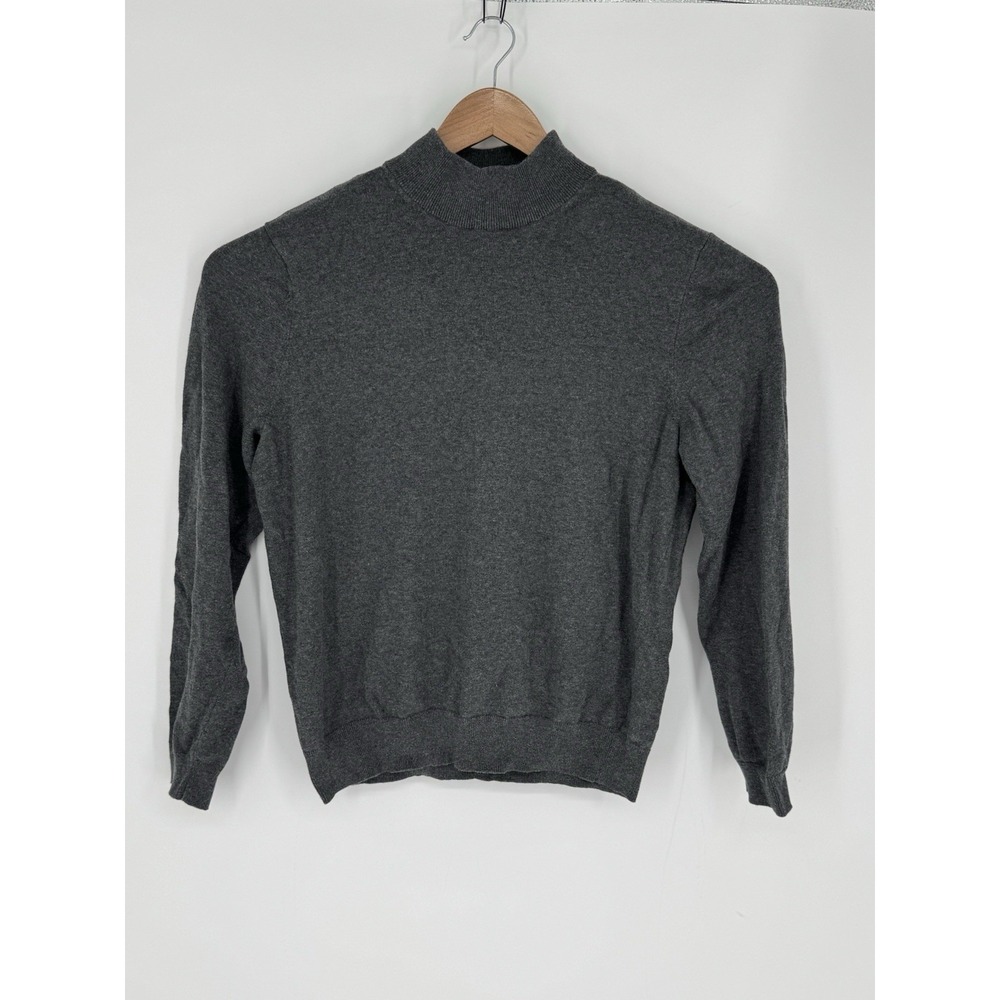 Jos A Bank Traveler Sweater Men's Size Large Mock Neck Pima Cotton Gray G9